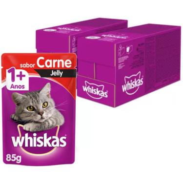 Imagem de Kit Ração Úmida Whiskas Sachê Carne Jelly para Gatos Adultos - 40 Unidades