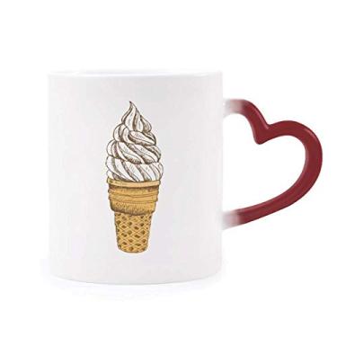 Imagem de Caneca Sensível ao Calor com Cones de Ovos de Chocolate, Caneca de Grés Mudança de Cor Vermelha