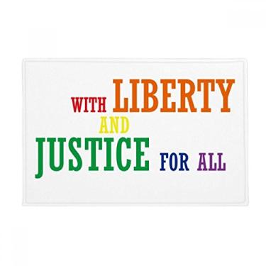 Imagem de DIYthinker LGBT Tapete de porta de banheiro com bandeira de arco-íris Liberdade e Justiça