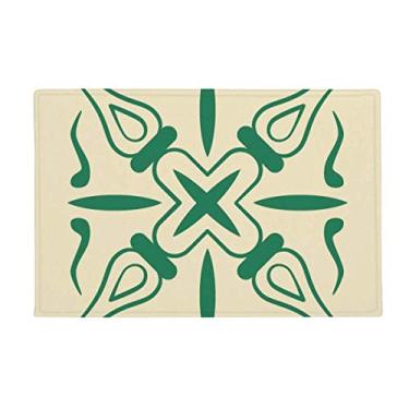 Imagem de DIYthinker Tapete decorativo estilo Talavera com padrão verde antiderrapante para porta de banheiro