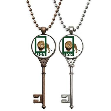 Imagem de OFFbb-USA Gato de Leão Feroz Arte Déco Presente Fashion Chaveiro Colar Pingente Joias Decoração de Casal
