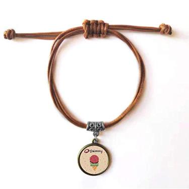 Imagem de DIYthinker Pulseira de couro com corda de couro e sorvete de verão com boia de natação marrom joia presente