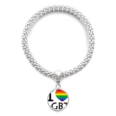 Imagem de DIYthinker Arco-íris Transgênero Bissexuais LGBT Pulseira de Prata Pingente Joias Corrente Ajustável