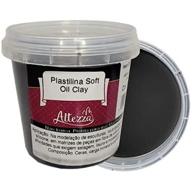 Imagem de Massa para Modelar Plastilina Soft Oil Clay Preto Altezza 500g - Cera de Abelha, Ideal para Esculturas e Moldes, Não Tóxica, Pronta para Uso