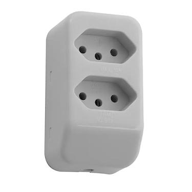 Imagem de TOMADA PADRÃO 2P+T MÓVEL MULTIPLA DUPLA - 10A/250V~ - CINZA