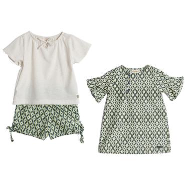 Imagem de Kit Vestido E Conjunto -Short e Camiseta - Algodão Infantil - 1 1/2 A 2 Anos - Green