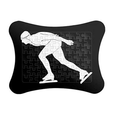 Imagem de Esporte de patinação de inverno preto moldura de quebra-cabeça decoração de quadro ornamento de jogo de quebra-cabeça