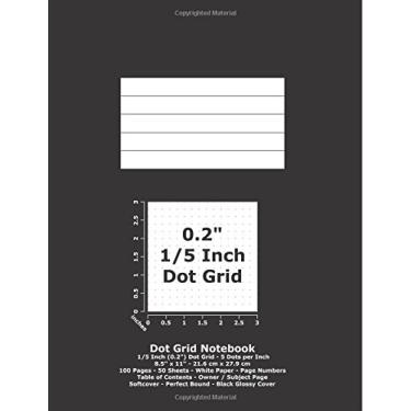 Imagem de Caderno de grade de pontos: grade pontilhada de 0,2 polegadas (1/5 polegada), 21,5 x 28 cm; 100 páginas; 50 folhas; números de páginas; índice; gráfico; diário; capa preta brilhante