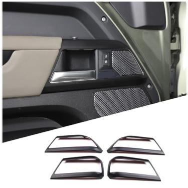 Imagem de PIUGILH Acabamento da moldura da tampa do puxador interno da porta para Land Rover Defender 110 2020 2021 2022, acessórios de decoração de interiores de carro (preto fosco)