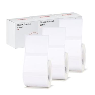 Imagem de Etiqueta B21 de 3 rolos brancos 40 x 30 mm para máquina de etiquetas NIIMBOT B1 B21 B3S, impermeável, papel de etiqueta autoadesivo, substituição de fita de etiquetagem para escritório e casa.