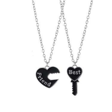 Imagem de LittleFathand Colar de coração Best Friends para 2 meninas BFF coração chaveiro colar preto rosa coração cadeado colar para mulheres homens amizade joias presente, Zinco, Sem Pedra Preciosa