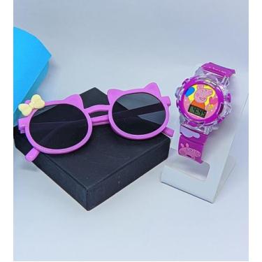Imagem de Kit Relógio Infantil Digital Pisca Luz Led Toca Musica Peppa Frozen + 