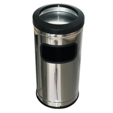 Imagem de Lixeira Cinzeiro Inox C/ Aro Plástico 24CMX25L - CM Design