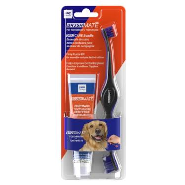 Imagem de Paw Ready Kit de cuidados dentários para cães da Doggy Breath to Doggy Fresh inclui pasta de dente enzimática para cães e escova de dentes dupla BrushMate com cerdas angulares