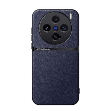 Imagem de Kepuch Capa para Vivo X200 Pro Mini - Litchi Grano Case Placa de Metal Embutida - Azul