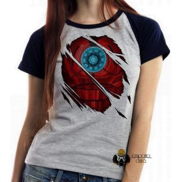 Imagem de Baby look blusa feminina ou Camiseta unissex Homem de Ferro reator arm