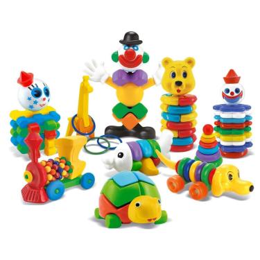 Imagem de Kit Brinquedos Encaixe E Desencaixe 124 Pçs Em Plástico Jott
