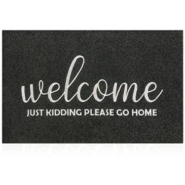 Imagem de AAZZKANG Tapetes de porta ao ar livre antiderrapantes tapetes de boas-vindas engraçados por favor vá para casa capacho fácil de limpar tapete de porta da frente para entrada, interior