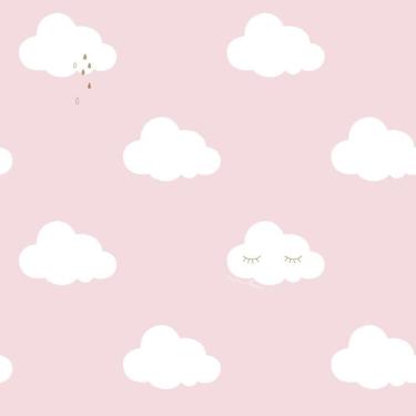 Imagem de Papel De Parede Fofura Baby Nuvens Fundo Rosa Ff4014