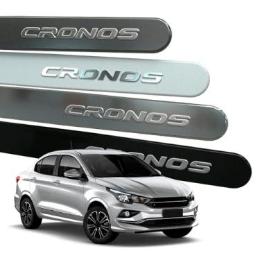 Imagem de Friso Lateral para Cronos 2018 a 2025 Escrita Cromada Alto Relevo (REDONDO, PRETO VULCANO)