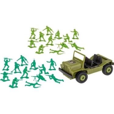 Imagem de Balde Forte Apache Forças Armadas Soldados e Jipe 57 Pçs - Gulliver, F