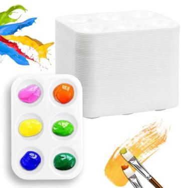 Imagem de Paletas de tinta, paletes de tinta de plástico para crianças ou estudantes, paleta de aquarela, bandeja de pintura para festa de pintura, artesanato faça você mesmo e pintura artística (branco-50