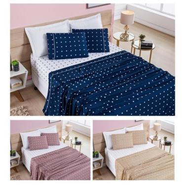 Imagem de Roupa De Cama Casal Queen Size Box Petit Póa 200 Fios ul - Jm Enxovais