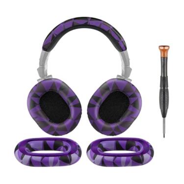 Imagem de SOULWIT Almofadas Auriculares + Protetor De Silicone Para Faixa Cabeça, Kit Reposição Fones Ouvido Ath M50, M50X, M50Xwh, M50Xbt, M50Xbt2, M50S/Le, Peça (Roxo E Preto)