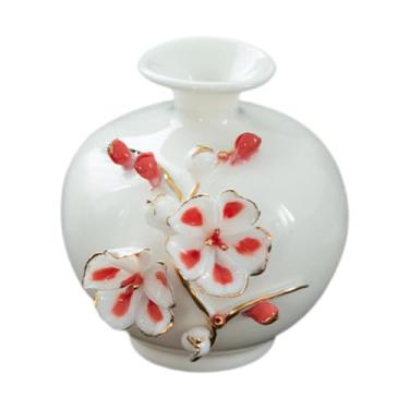 Imagem de XLWLLNJ Vaso de cerâmica para flores, suporte para plantas, vaso de porcelana decorativo, arranjo de flores para casa, estante, escritório, decoração de, Vermelho