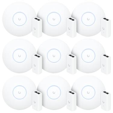 Imagem de 9 Roteadores Wi-Fi 6 Access Point 3.0 Gbps + 9 Injetores PoE | 9 U6+ Ubiquiti Com 9 Fontes 48V 15W