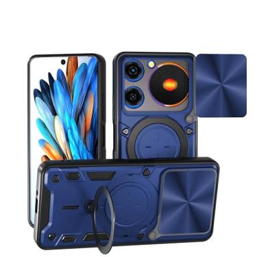 Imagem de Elubugod Capa compatível com ZTE Nubia Music, com capa de lente de câmera deslizante compatível com ZTE Nubia Music 4G Z2353 capa azul