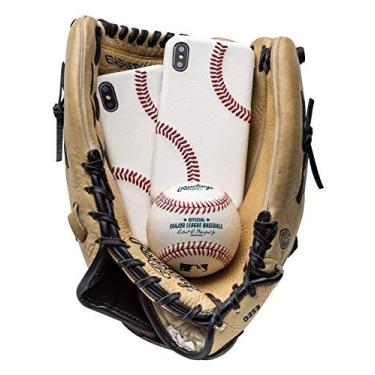 Imagem de Capa de celular de beisebol para iPhone 6/6S/7/8-6/6S/7/8 Plus e iPhone X – Feita com couro de beisebol MLB/Pro e costura elevada, ultrafina, capa protetora para Apple, iPhone XS Max White