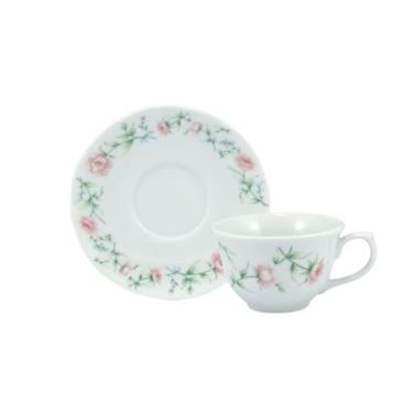 Imagem de Xícara Café com Pires 90ml Porcelana Real by Schmidt - Dec. Tereza 234