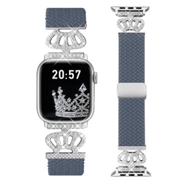 Imagem de Chinber Pulseira trançada compatível com Apple Watch 40 mm, 38 mm, 41 mm, 42 mm, 44 mm, 45 mm, 46 mm e 49 mm, pulseira elástica de nylon macio com pulseira de designer para séries 10/9/8/7/6/5/4/3/2