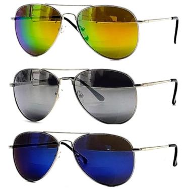 Imagem de b21design Óculos De Sol Bifocais Femininos E Masculinos, Pacote Com 3, Aviador, Vintage, Designer Moda, Proteção Uv 100%, Espelhado, Metal (3 Pares, 2,50, X)