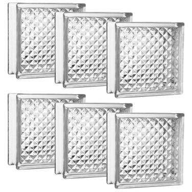 Imagem de Kit 6 Tijolo Bloco De Vidro Quadrado Opaco 19X19X8 Tradestar