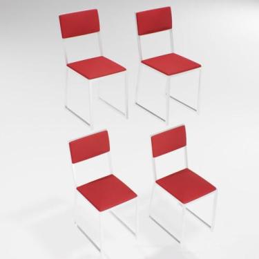 Imagem de Kit 4 Cadeiras Para Cozinha Estofada Industrial Riviera Branca - Don C