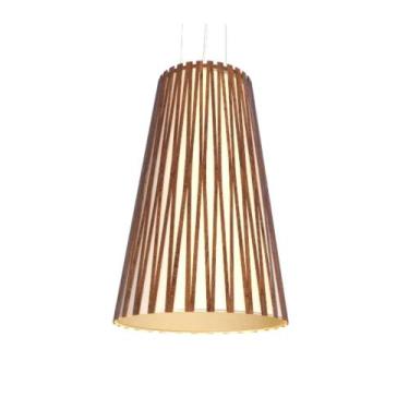 Imagem de Lustre Pendente Cônico 26x40cm 1xE27 Madeira Imbuia - FOXLustres