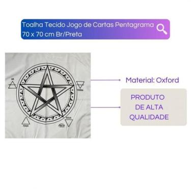 Imagem de Toalha Tecido Jogo De Cartas Pentagrama 70 X 70 Cm Br/Preta - Meta Ata