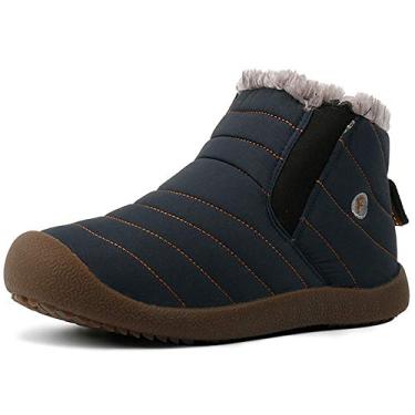 Imagem de Bigfanshu Botas de neve masculinas de pelúcia, quentes, à prova d'água, masculinas, adultas, botas de inverno, plus size, moda masculina, cano médio, cano baixo, botas Chelsea, Azul, 14 Wide