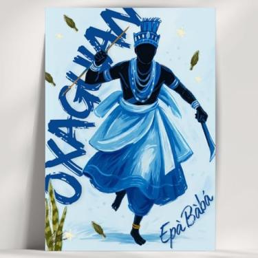 Imagem de Coleção de 62 quadros decorativos Giz - Umbanda e Candomblé - Decoração Orixá - Afro Brasileira - Escolha o seu Orixá! (Clássico, Oxaguian, 28x20cm)