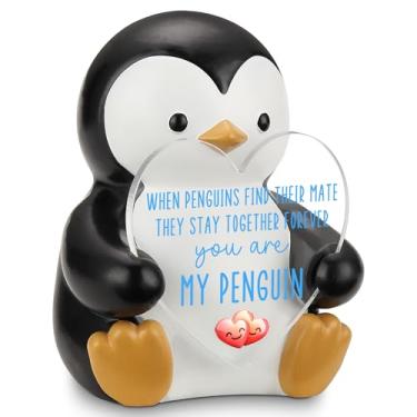 Imagem de Estatueta You Are My Penguin, lindo pinguim de resina segurando coração placa acrílica, presente romântico para namorada, namorado, marido, esposa, lembrança de aniversário do dia dos namorados