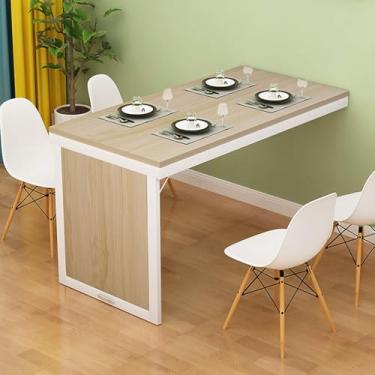 Imagem de Mesa Dobrável Mesa De Parede Mesa De Folha Dobrável De Cozinha Mesa De Jantar Flutuante Dobrável Montada Na Parede Para Pequenos Espaços Mesa De Escritório, Wood Colour, 80 * 50cm/31 * 20in