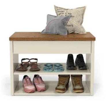 Imagem de Sapateira Banco de Madeira com Gaveta Hall de Entrada - AJMóveis, Off 