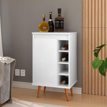 Imagem de Aparador Buffet Adega Madri com Porta Pés Palito Retrô - Várias Cores 