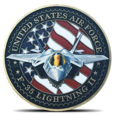 Imagem de US Air Force F-35 Lightning II Challenge Coin - Honor, Courage, Commitment Military Coins with Eagle & American Flag Design