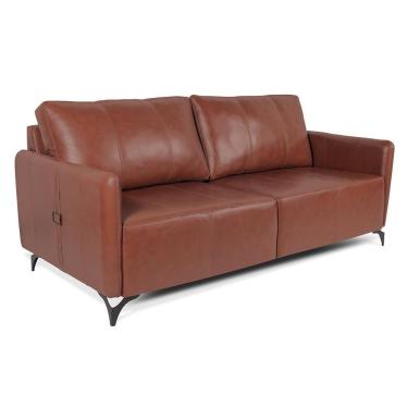 Imagem de Sofá Living 2 Lugares Sala De Estar 180cm Cisso L07 Couro Marrom Claro - Mpozenato