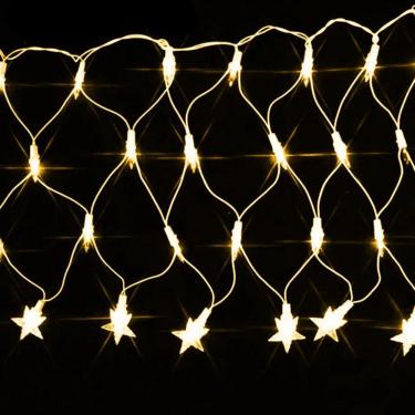Imagem de Pisca De Led Rede Com Estrela Na Ponta 120l 3,5x0,5m 8 Modos 110v Cores Amarelo