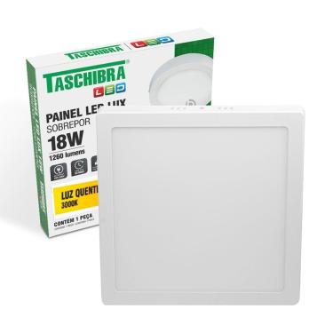 Imagem de Painel De Led Quadrado Sobrepor 18w Bivolt Taschibra 3000k Luz Quente