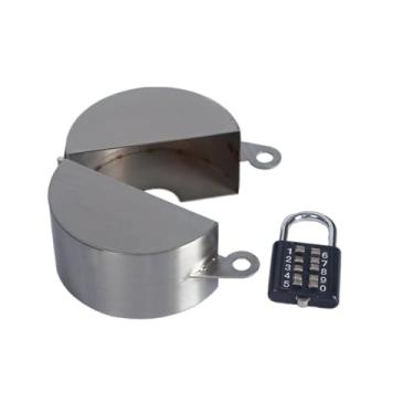 Imagem de Trava de torneira para uso externo, protetor de válvula de água de aço inoxidável com combinação de 4 dígitos, capa antirroubo para propriedades de jardim e aluguel